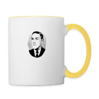 HP Lovecraft portrait ovale - Mug contrasté - blanc/jaune - Droite