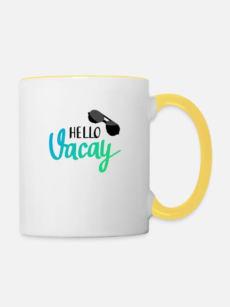 Hallo Urlaub! - Tasse zweifarbig - Weiß/Gelb