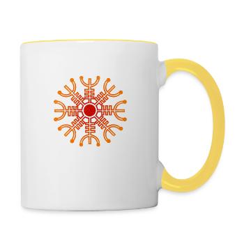 Symbole nordique Aegishjalmur symbole cadeau - Mug contrasté - blanc/jaune - Droite