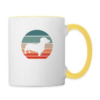 Dackel Dachshund Teckel Silhouette - Contrasting Mug - white/yellow - Right