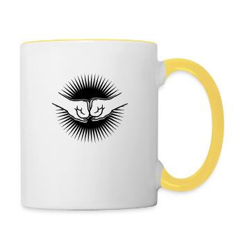 Begruessung Stern Sonne - Tasse zweifarbig - Weiß/Gelb - Rechts