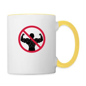 Aucun culturiste interdit - Mug contrasté - blanc/jaune - Droite