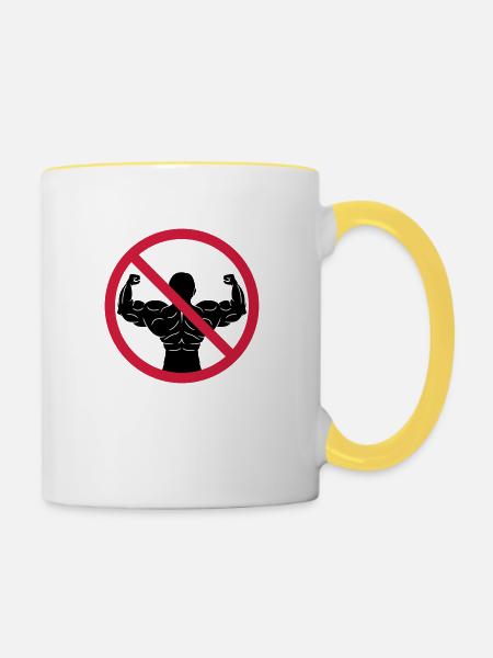 Keine Bodybuilder Verboten - Tasse zweifarbig - Weiß/Gelb