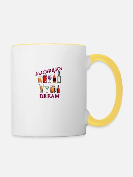 Alkoholiker Traum - Tasse zweifarbig - Weiß/Gelb