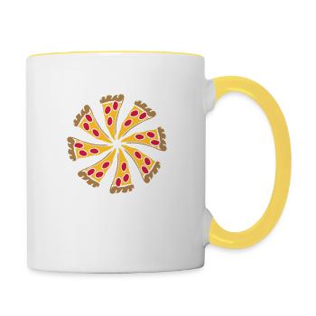 Pizza Salami Runde - Tasse zweifarbig - Weiß/Gelb - Rechts