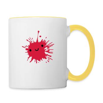 Suesser niedlicher Klecks - Tasse zweifarbig - Weiß/Gelb - Rechts