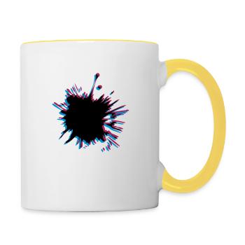 3D Klecks Spritzer - Tasse zweifarbig - Weiß/Gelb - Rechts