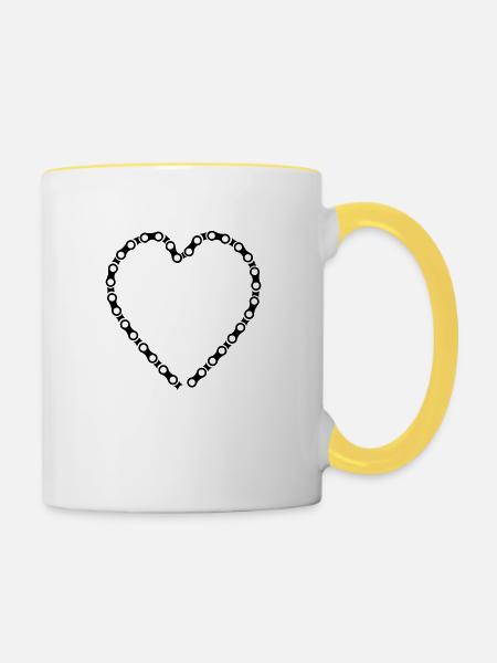 Fahrradkette - Tasse zweifarbig - Weiß/Gelb