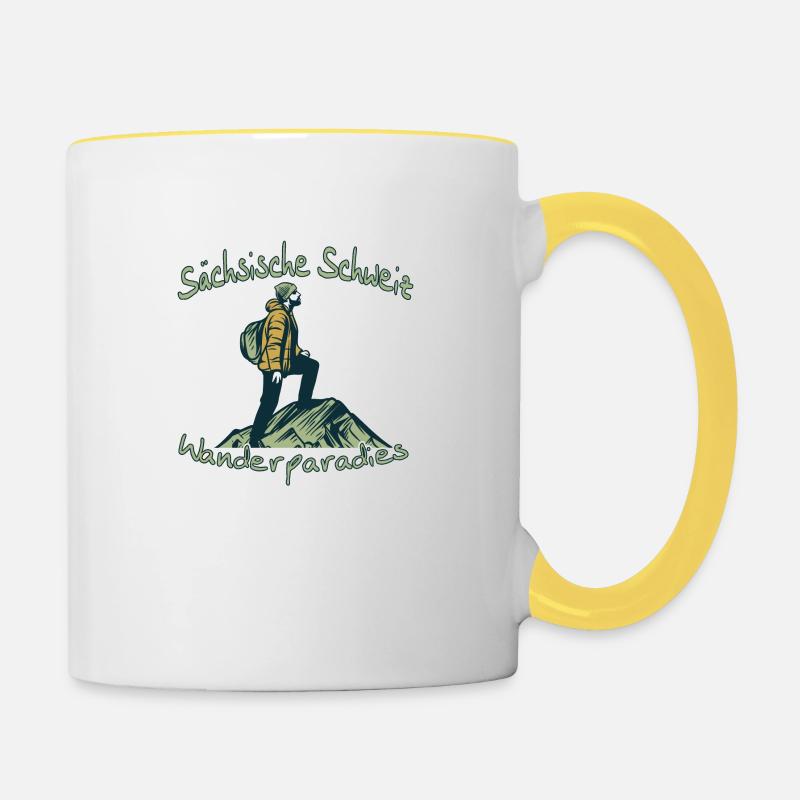 Wanderparadies Sächsische Schweiz - Tasse zweifarbig - Weiß/Gelb