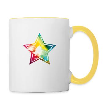 stern bunt symbol - Tasse zweifarbig - Weiß/Gelb - Rechts
