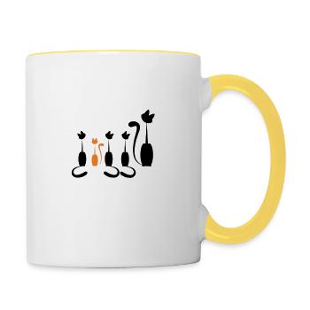 Conception de chats - Mug contrasté - blanc/jaune - Droite