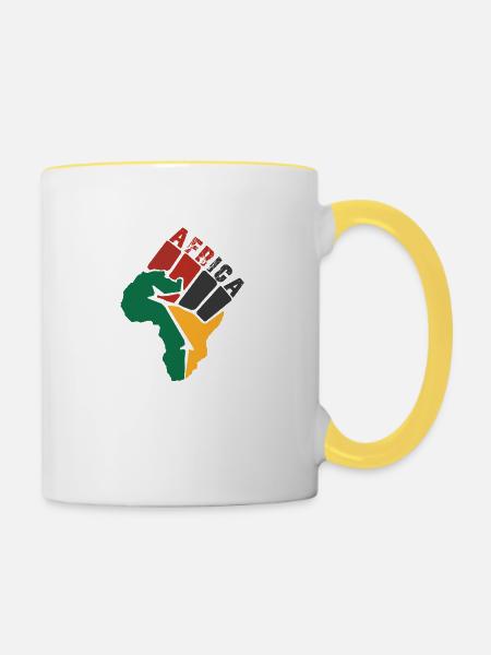 Afrika - Tasse zweifarbig - Weiß/Gelb