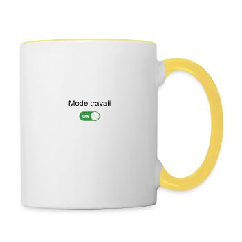 Mode travail on - Mug contrasté - blanc/jaune - Droite