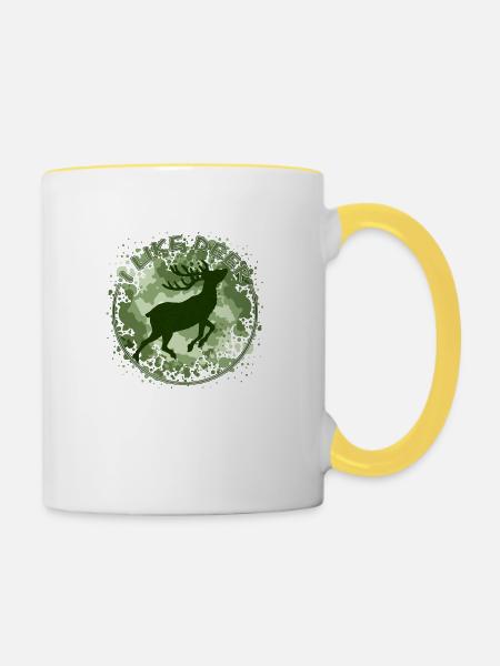 Hirsch - Tasse zweifarbig - Weiß/Gelb