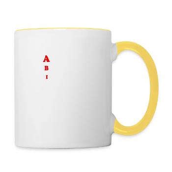 Abi Spruch cool lustig Abitur - Tasse zweifarbig - Weiß/Gelb - Rechts