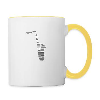 saxophone - Mug contrasté - blanc/jaune - Droite