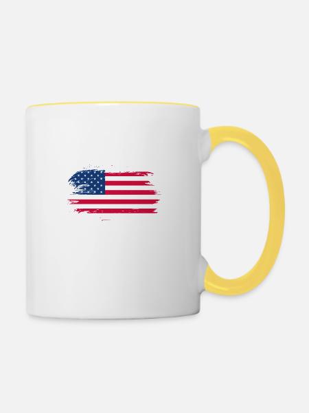 USA Flagge Geschenkidee - Tasse zweifarbig - Weiß/Gelb