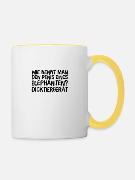 Elephantenpenis - Tasse zweifarbig - Weiß/Gelb