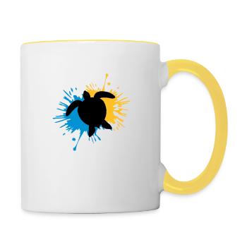 Blob of drops of turtle - Contrasting Mug - white/yellow - Right
