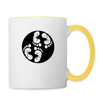 Timbre Gémeaux rond - Mug contrasté - blanc/jaune - Droite