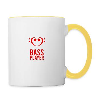 Musique I Love The Bass Player Bass Clef Hearts Gift - Mug contrasté - blanc/jaune - Droite