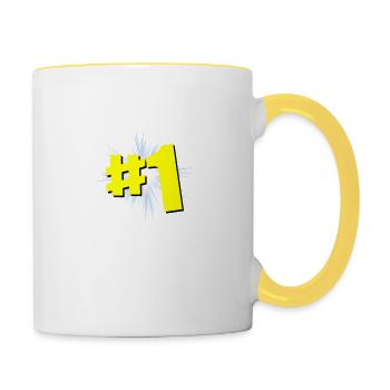 Top1, # 1, Battle Royale, Geek, Videospiele - Tasse zweifarbig - Weiß/Gelb - Rechts