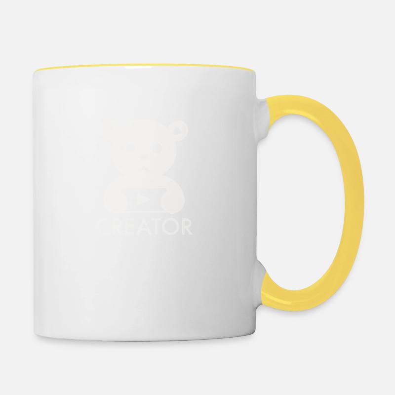Teddybär Creator YouTube - Tasse zweifarbig - Weiß/Gelb
