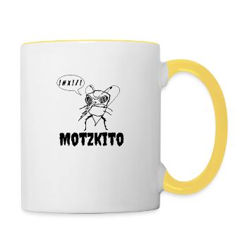 Motzkito Funshirt motzende Mücke schimpfen Moskito - Tasse zweifarbig - Weiß/Gelb - Rechts