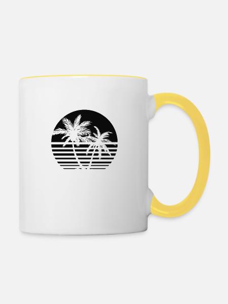 Palm Sunset - Tasse zweifarbig - Weiß/Gelb