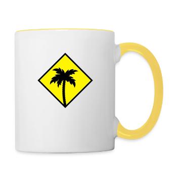 icône de palmier icône de palmier - Mug contrasté - blanc/jaune - Droite