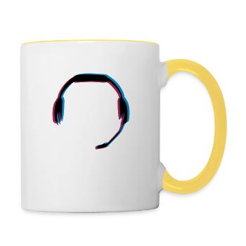 3D Effekt Headset - Tasse zweifarbig - Weiß/Gelb - Rechts