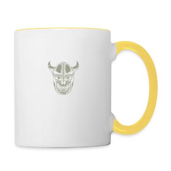 Wikinger Viking Valhalla Odin Thor Germane Wolf - Tasse zweifarbig - Weiß/Gelb - Rechts