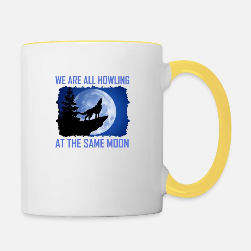 We Are All Howling At The Same Moon - Tasse zweifarbig - Weiß/Gelb