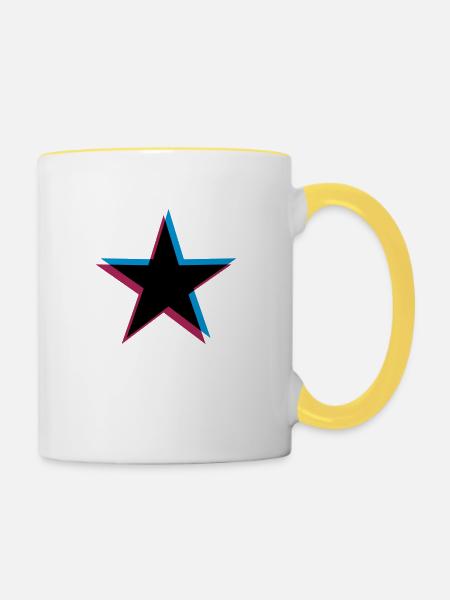 Stern 3D Effekt - Tasse zweifarbig - Weiß/Gelb