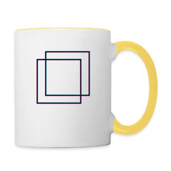 2 squares square - Contrasting Mug - white/yellow - Right