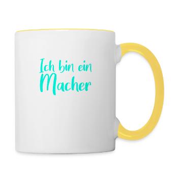 Ich bin ein Macher - Tasse zweifarbig - Weiß/Gelb - Rechts