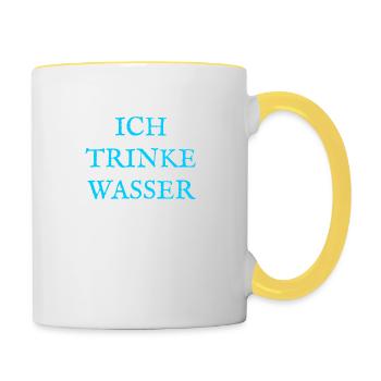Ich trinke Wasser - Tasse zweifarbig - Weiß/Gelb - Rechts