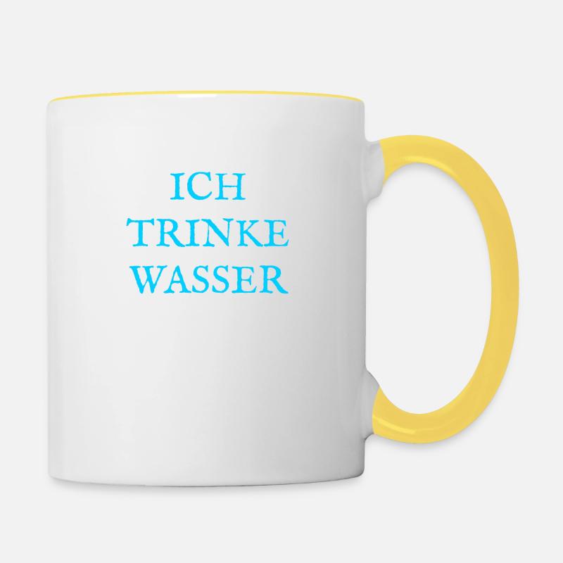 Ich trinke Wasser - Tasse zweifarbig - Weiß/Gelb