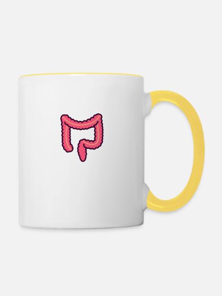 Innereien Darm - Tasse zweifarbig - Weiß/Gelb