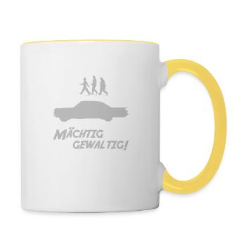Mächtig gewaltig - Tasse zweifarbig - Weiß/Gelb - Rechts