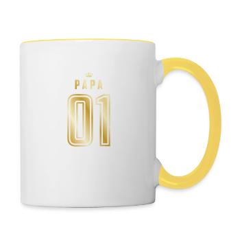 01 papa krone gold - Tasse zweifarbig - Weiß/Gelb - Rechts