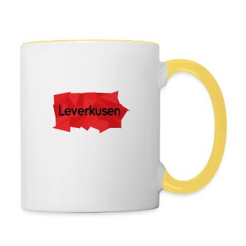 Leverkusen rot/schwarz - Tasse zweifarbig - Weiß/Gelb - Rechts