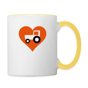amour du tracteur - Mug contrasté - blanc/jaune - Droite