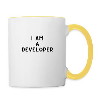 I AM A DEVELOPER - Contrasting Mug - white/yellow - Right