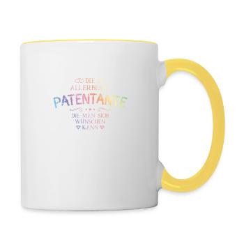Die Allerbeste Patentante - Tasse zweifarbig - Weiß/Gelb - Rechts