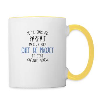 pas parfait mais chef de projet - Mug contrasté - blanc/jaune - Droite