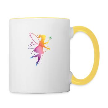 fairy elf colorful silhouette - Contrasting Mug - white/yellow - Right