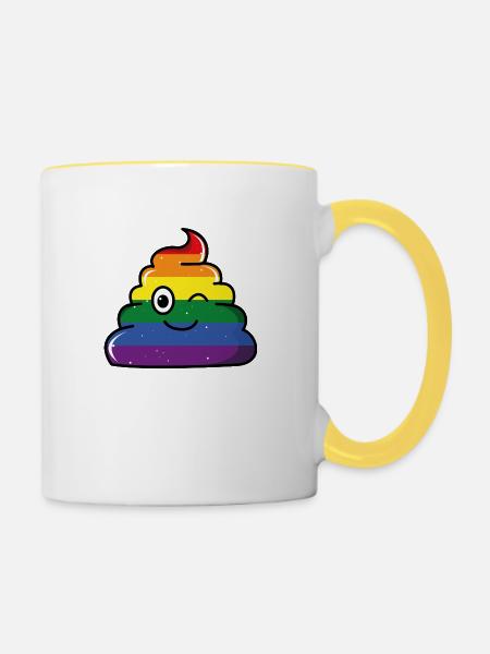 LGBT Poop - Tasse zweifarbig - Weiß/Gelb