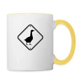 Goose sign caution - Contrasting Mug - white/yellow - Right