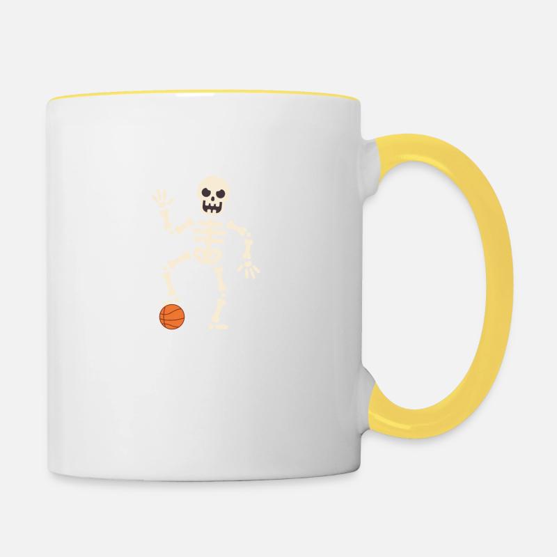 Skeleton basketball - Contrasting Mug - white/yellow